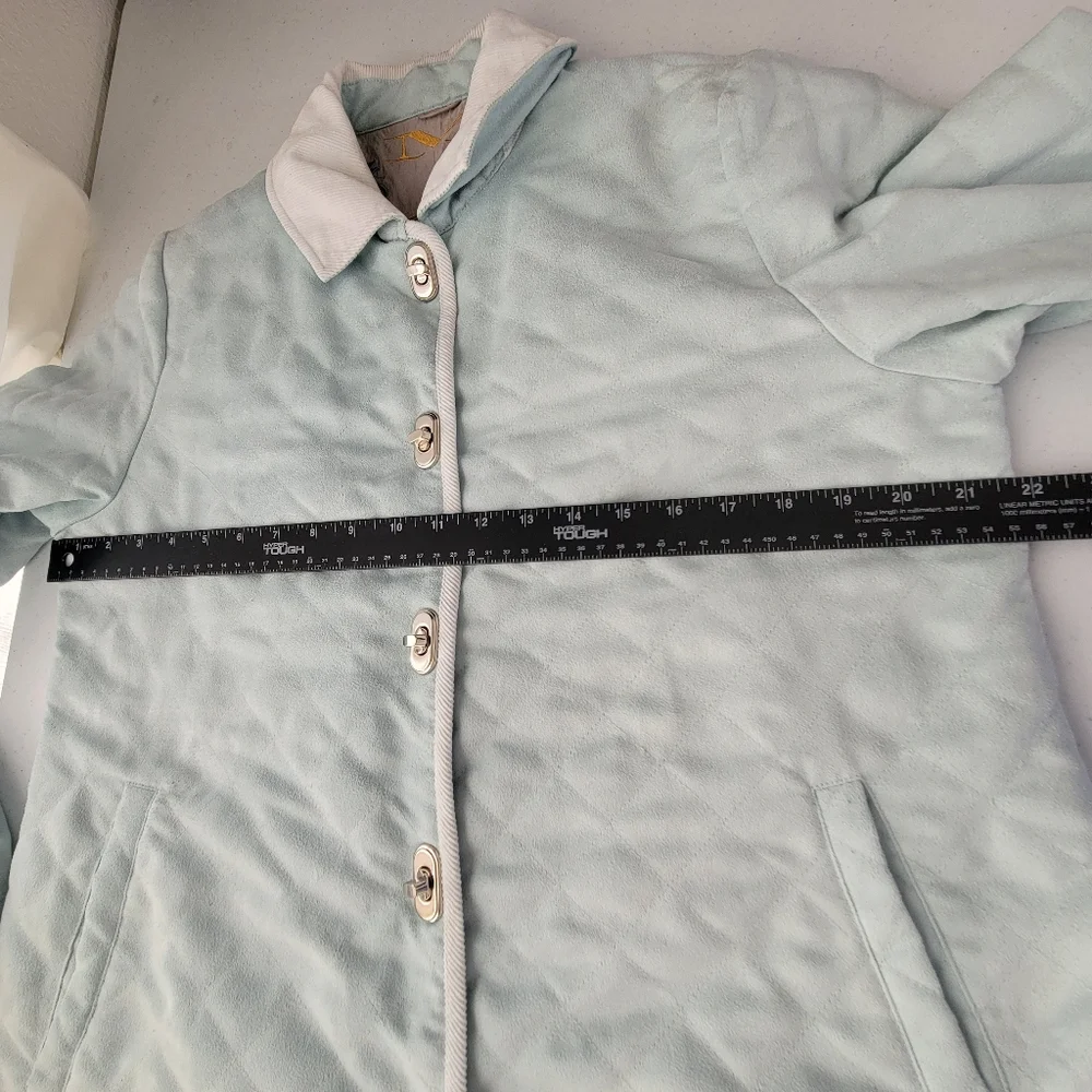 Womens Blue Luxury Quilted Embroidered Microsuede Barn Coat Size S/M Mycra Pac